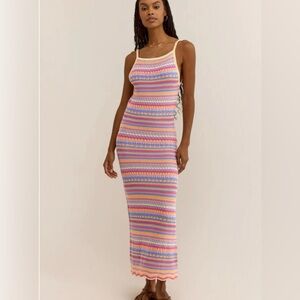 SANTA CRUZ STRIPE CROCHET MIDI DRESS - rainbow sherbert